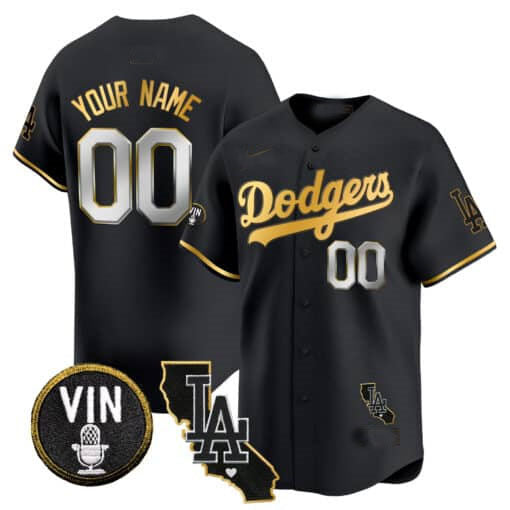 Custom Gold LAD Baseball Shirt Top