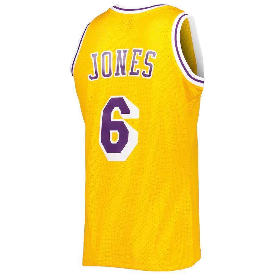 Custom #6 Gold 1996 LAL Basketball Shirt Top