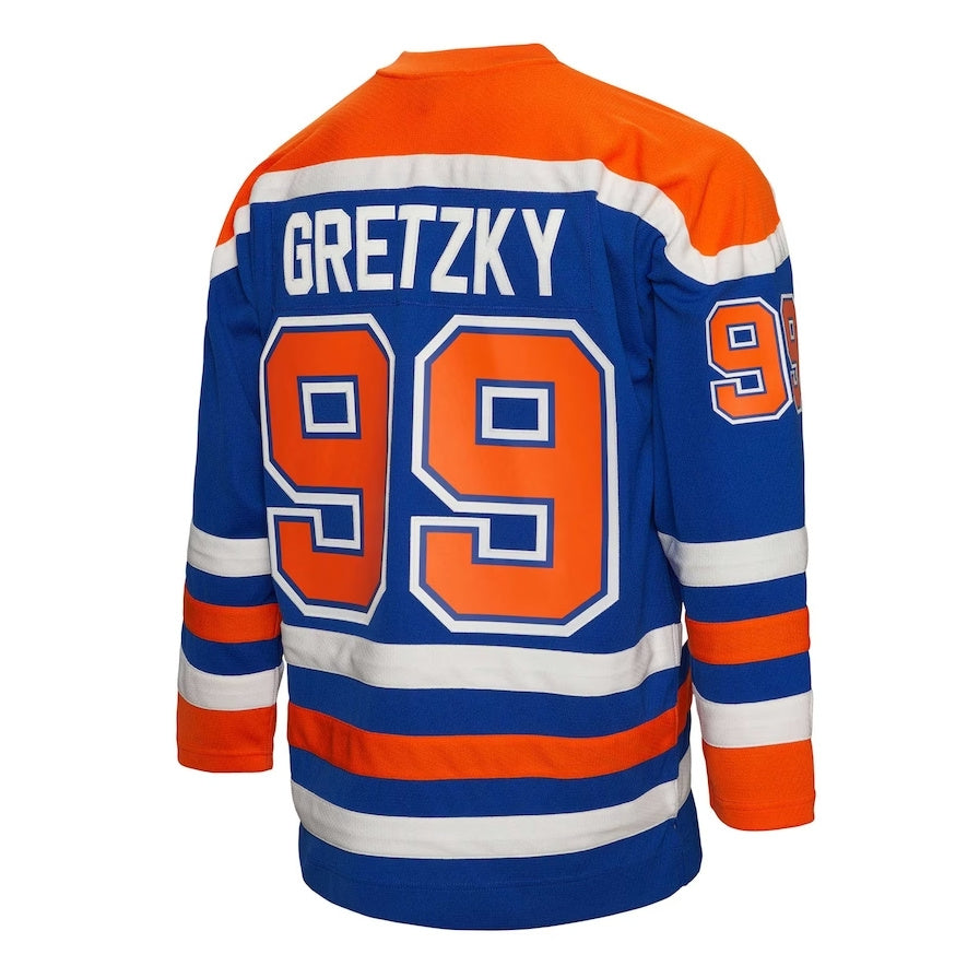 Custom #99 Blue 1986 EDM Hockey Shirt Top