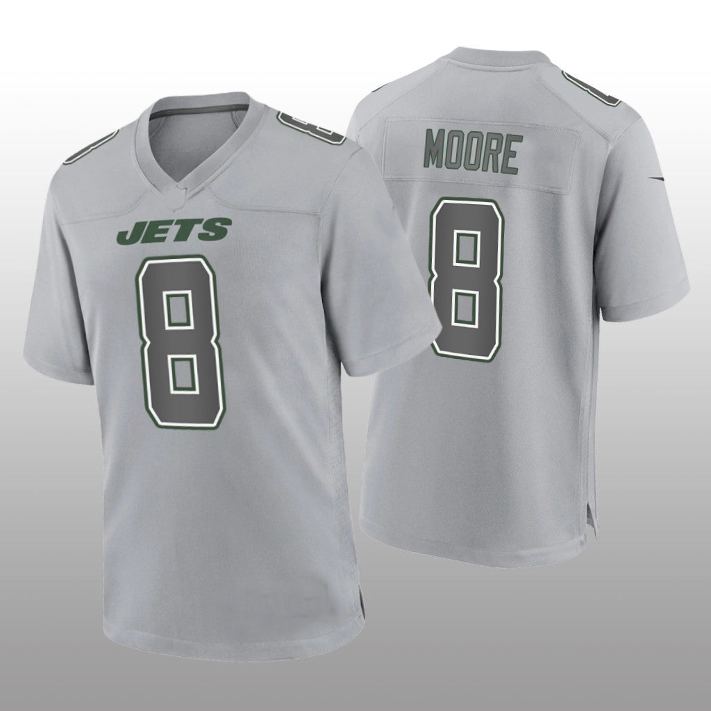 Custom #8 Gray NYJ Football Shirt Top