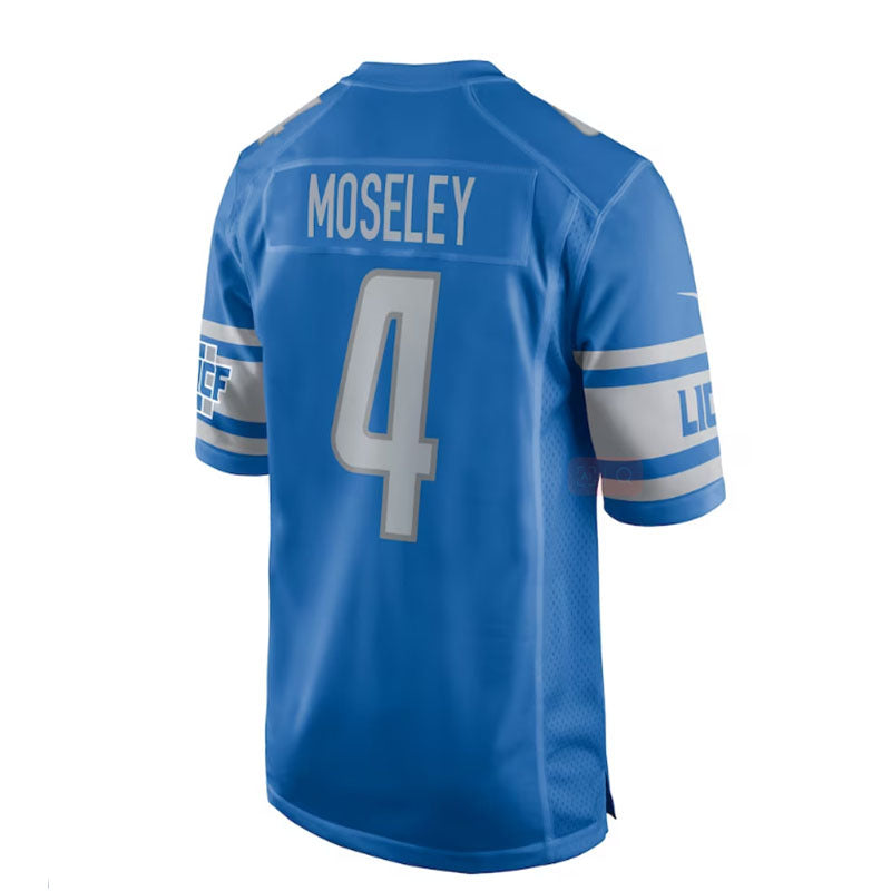Custom #4 Blue DET Football Shirt Top