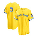 Custom #5 Light Blue City Connect BOS Baseball Shirt Top