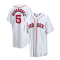 Custom #5 White BOS Baseball Shirt Top