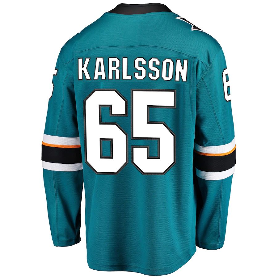 Custom #65 Teal 2021 SJS Hockey Shirt Top