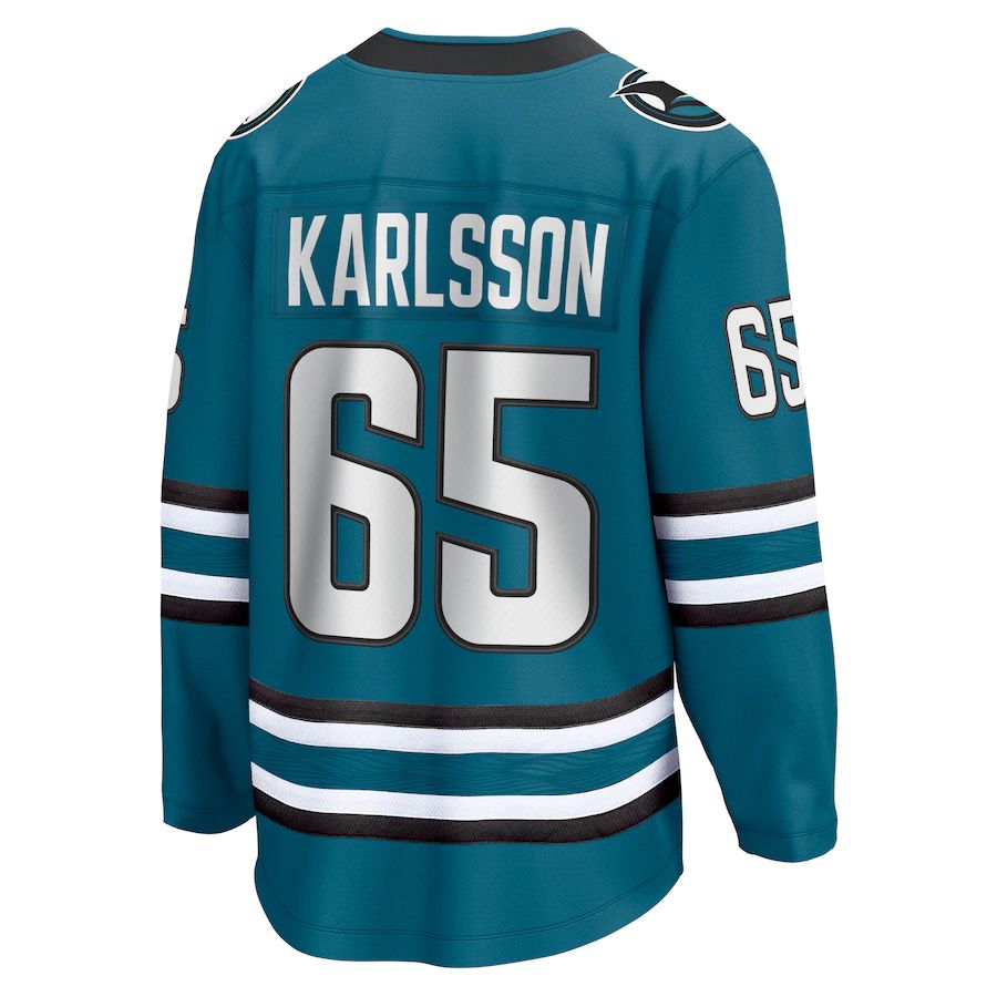 Custom #65 Teal SJS Hockey Shirt Top