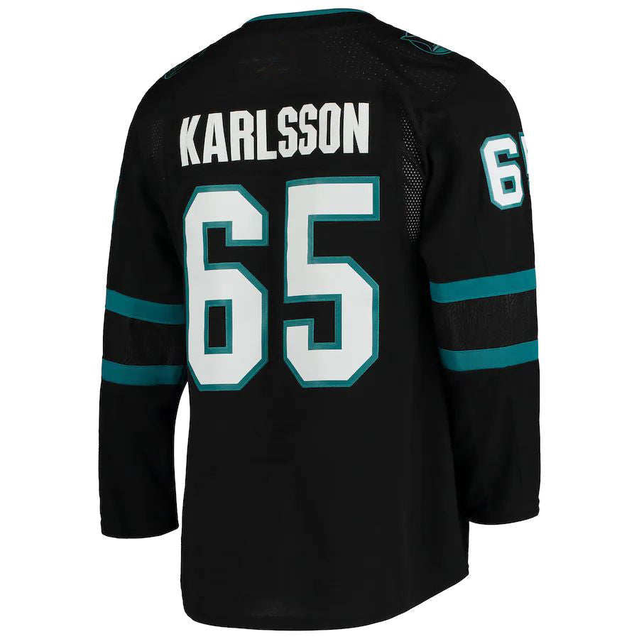Custom #65 Black SJS Hockey Shirt Top