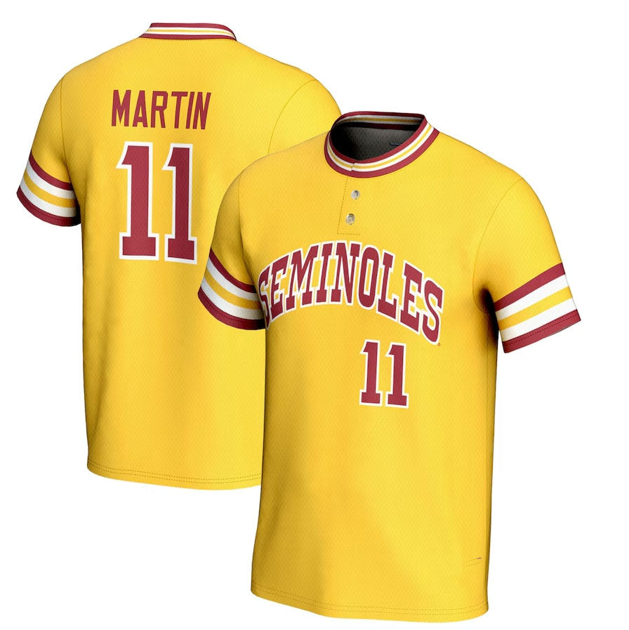 Custom #11 Gold Baseball Shirt Top