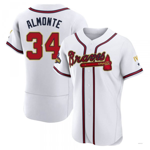 Custom #34 White 2022 ATL Baseball Shirt Top