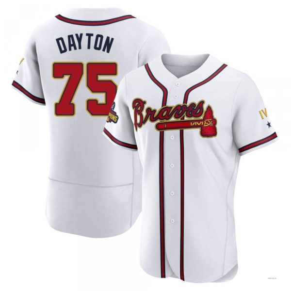 Custom #75 White 2022 ATL Baseball Shirt Top