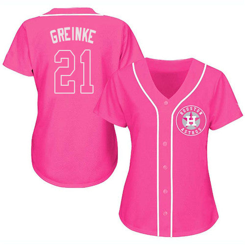 Custom Pink HOU Baseball Shirt Top