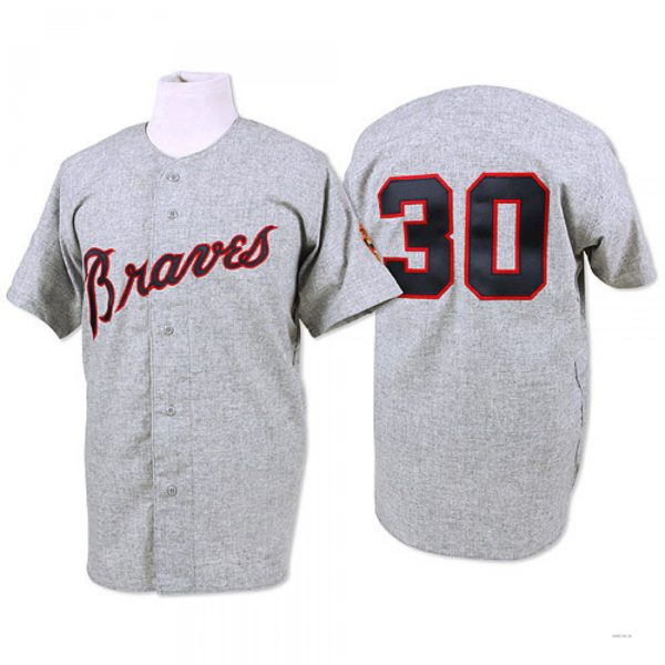 Custom #30 Grey 1969 Throwback ATL Baseball Shirt Top