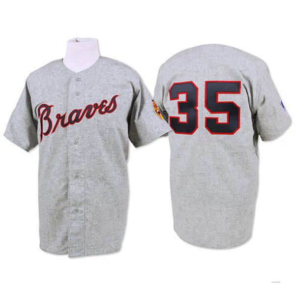 Custom #35 Grey 1969 Throwback ATL Baseball Shirt Top