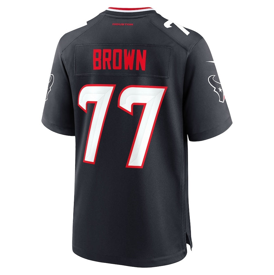 Custom #77 Navy HOU Football Shirt Top