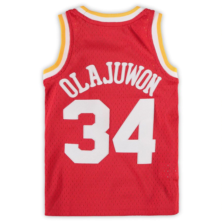Custom #34 Red Throwback HOU Basketball Shirt Top