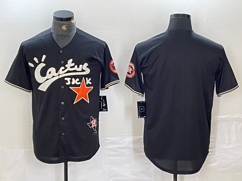 Custom Black HOU Baseball Shirt Top