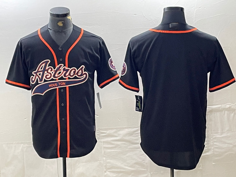 Custom Black HOU Baseball Shirt Top