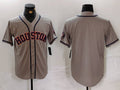 Custom Grey HOU Baseball Shirt Top