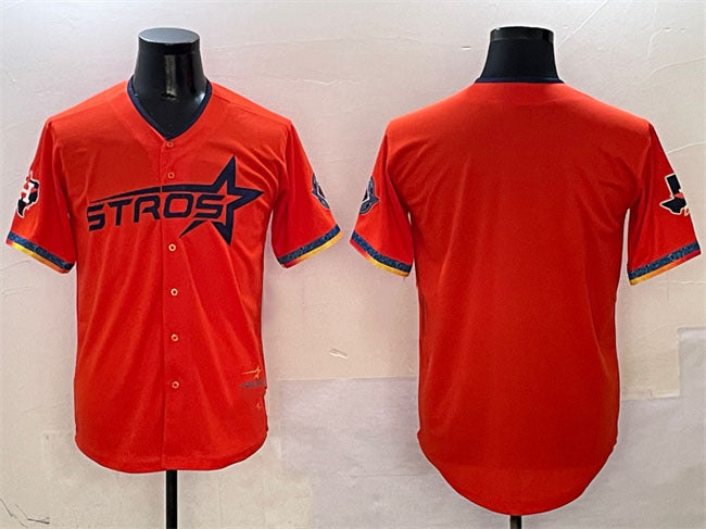 Custom Orange 2025 City Connect HOU Baseball Shirt Top
