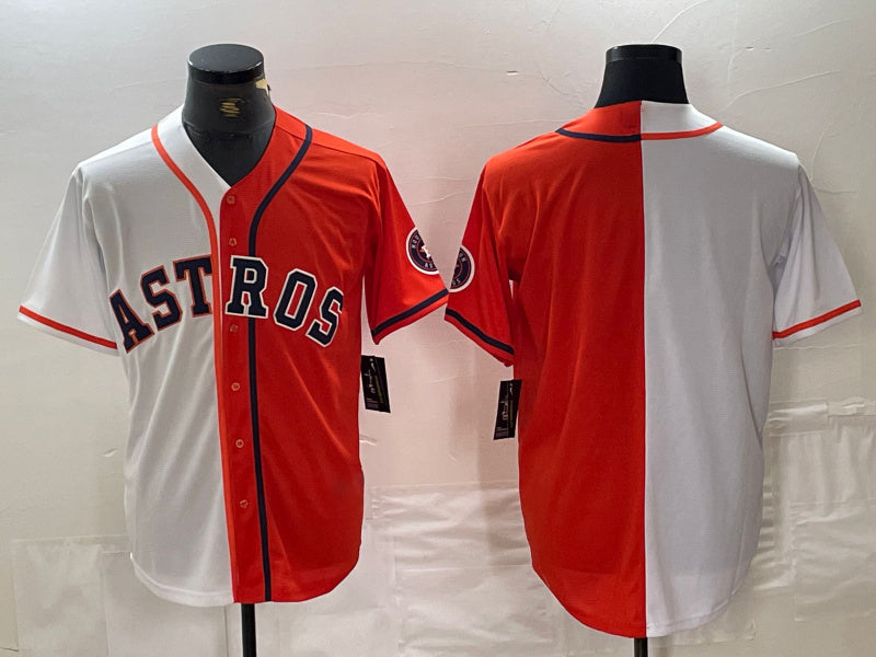 Custom White HOU Baseball Shirt Top