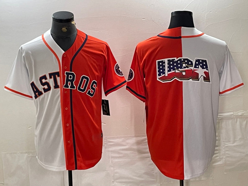 Custom White HOU Baseball Shirt Top