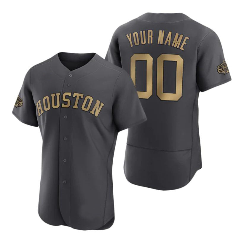 Custom Gray 2022 All Star HOU Baseball Shirt Top