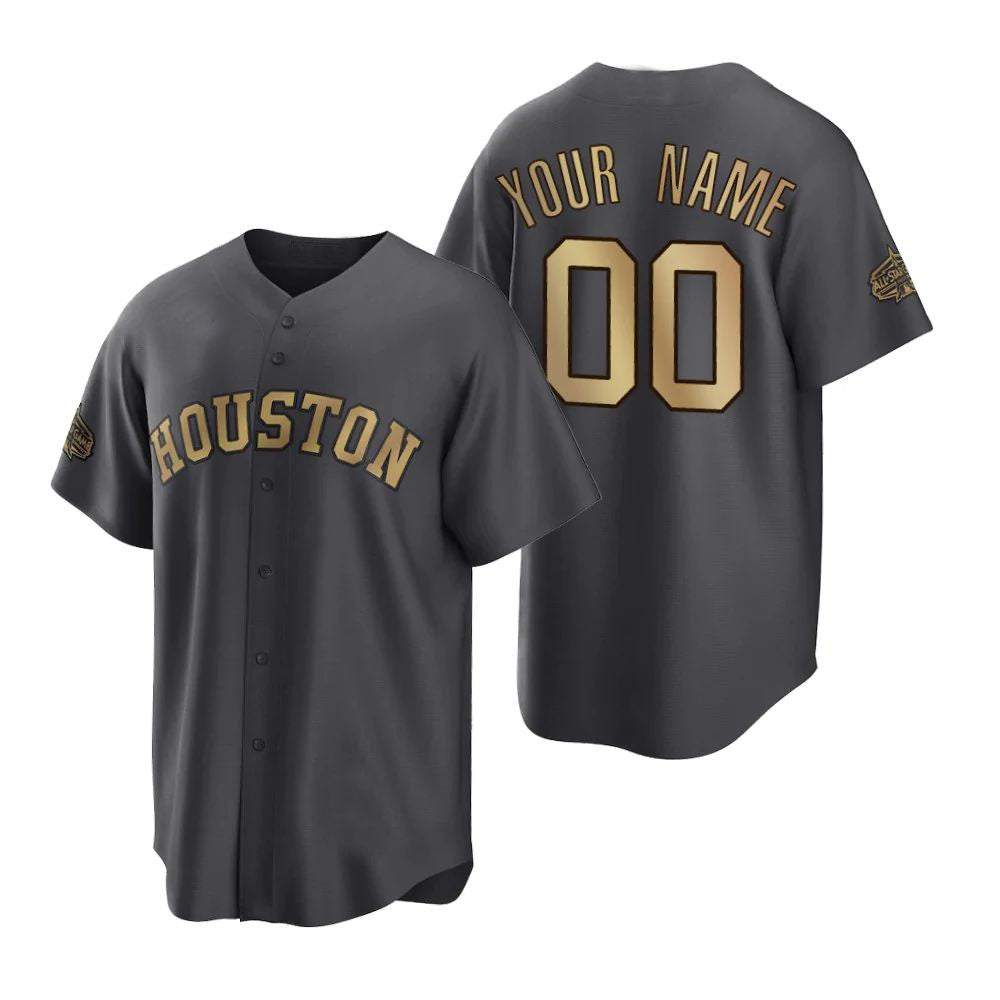 Custom Gray 2022 All Star HOU Baseball Shirt Top