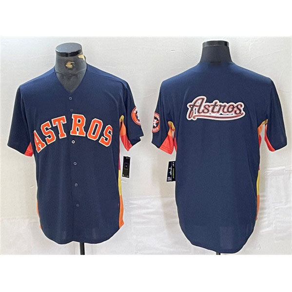 Custom Navy HOU Baseball Shirt Top