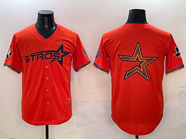 Custom Orange 2025 City Connect HOU Baseball Shirt Top