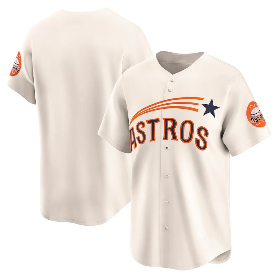 Custom Cream Throwback HOU Baseball Shirt Top