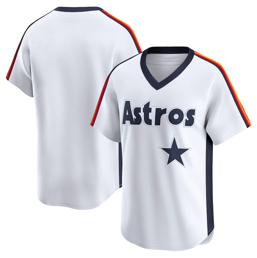 Custom White Throwback HOU Baseball Shirt Top