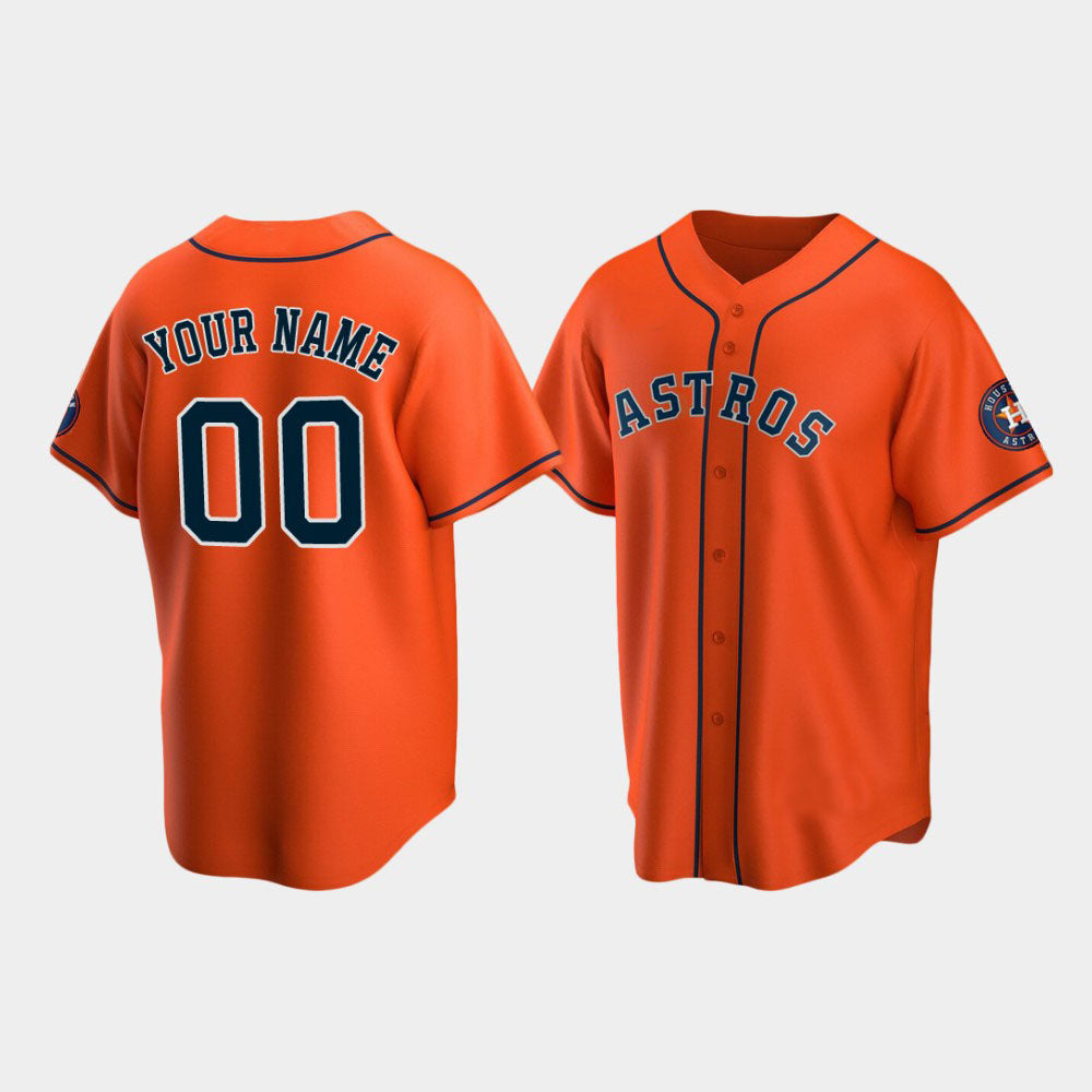 Custom Orange HOU Baseball Shirt Top