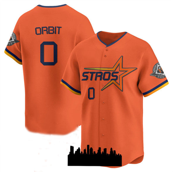 Custom #0 Orange 2025 City Connect HOU Baseball Shirt Top