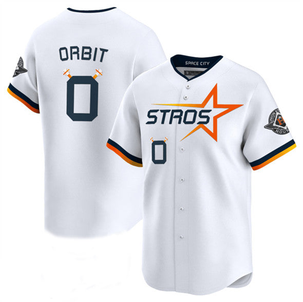 Custom #0 White 2025 City Connect HOU Baseball Shirt Top