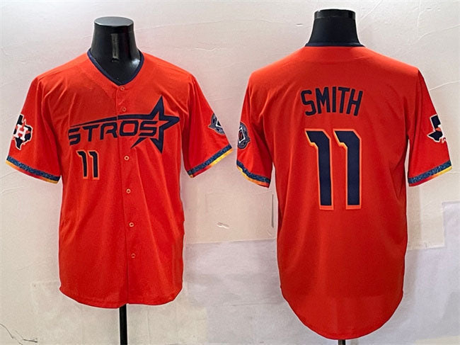 Custom #11 Orange 2025 City Connect HOU Baseball Shirt Top