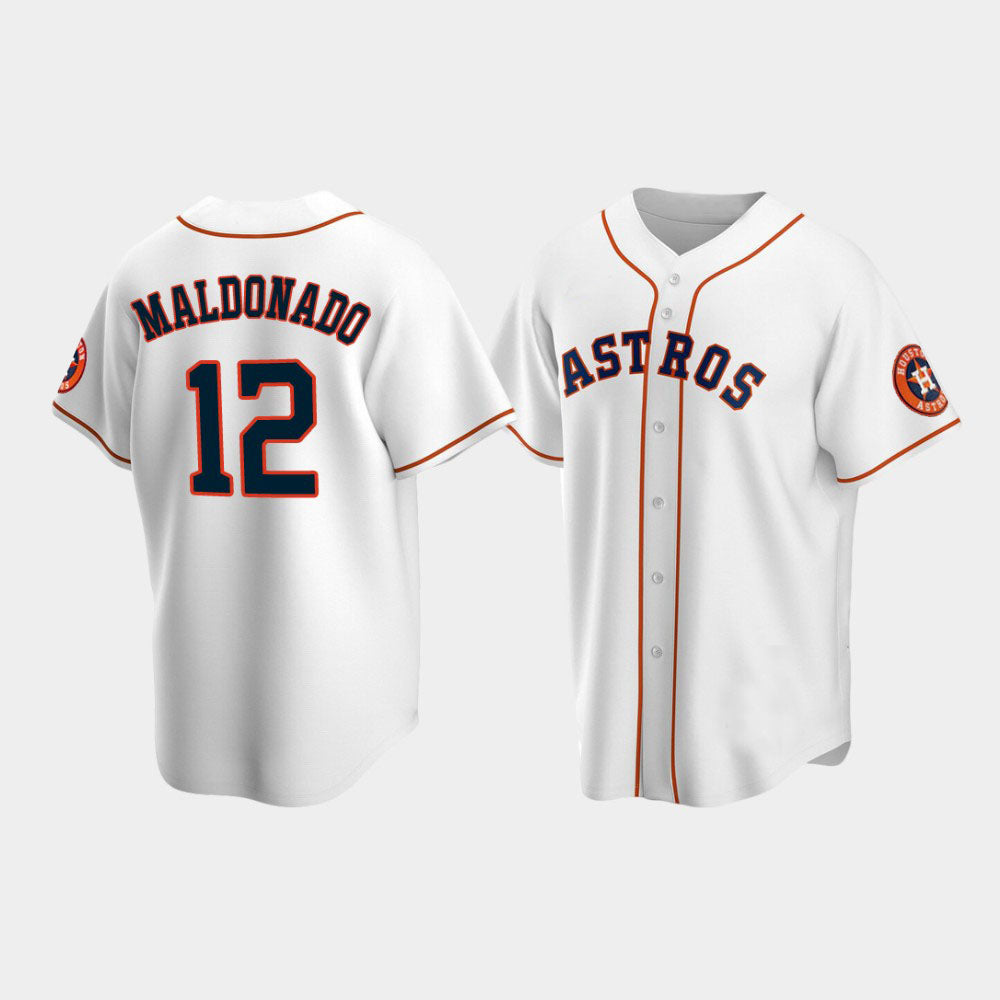 Custom #12 White HOU Baseball Shirt Top