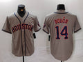 Custom #14 Grey HOU Baseball Shirt Top