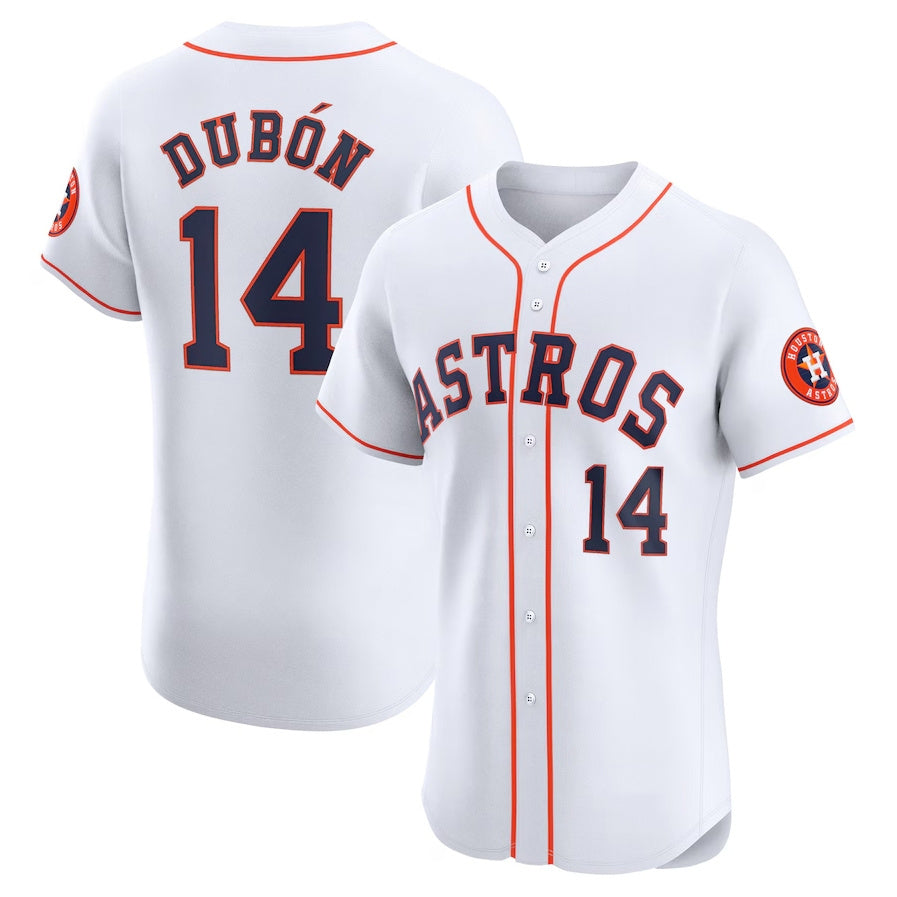 Custom #14 White HOU Baseball Shirt Top