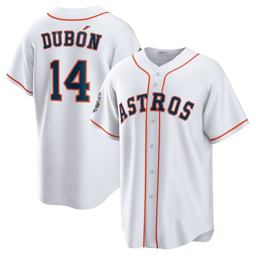 Custom #14 White HOU Baseball Shirt Top