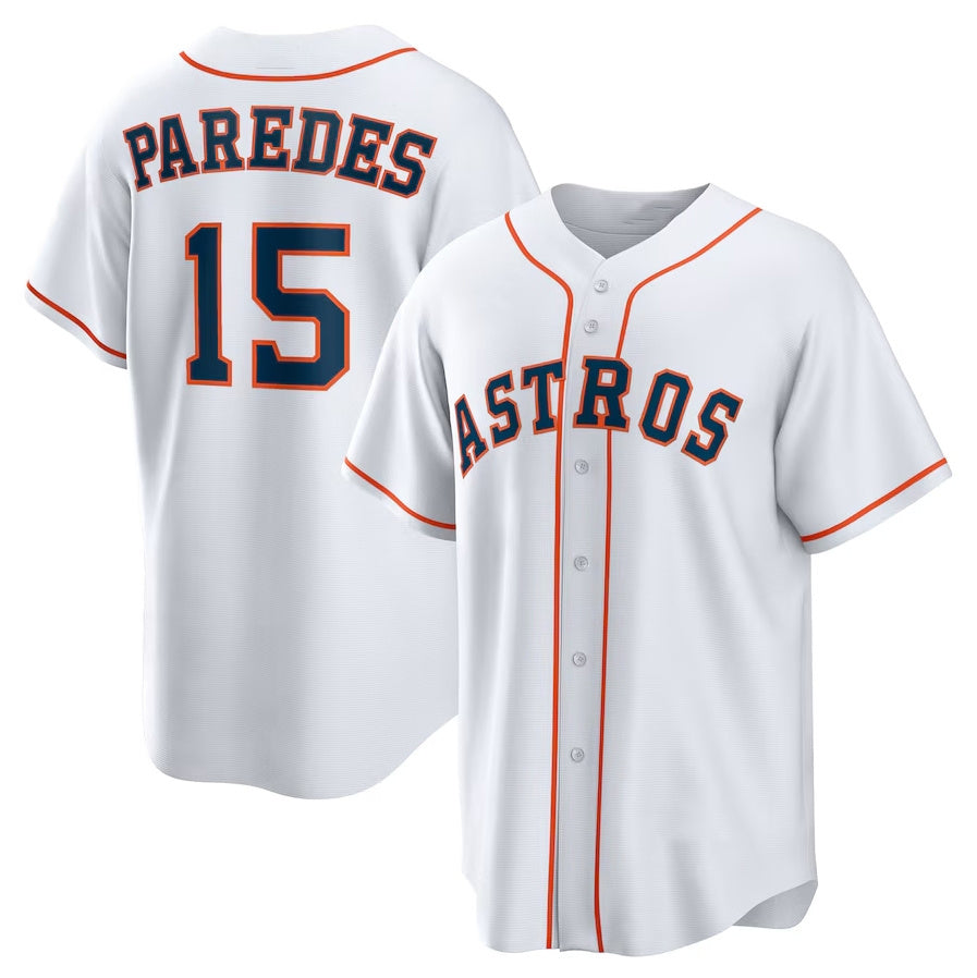 Custom #15 White HOU Baseball Shirt Top