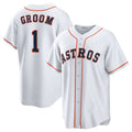 Custom #1 White HOU Baseball Shirt Top