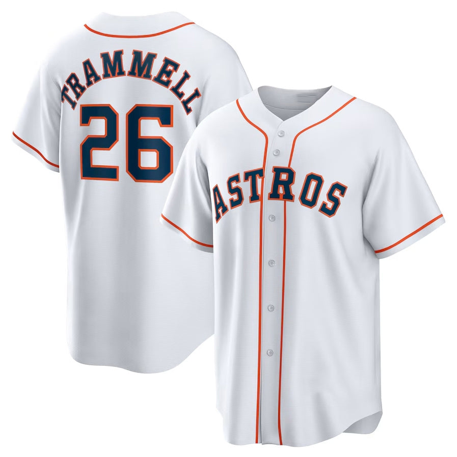 Custom #26 White HOU Baseball Shirt Top