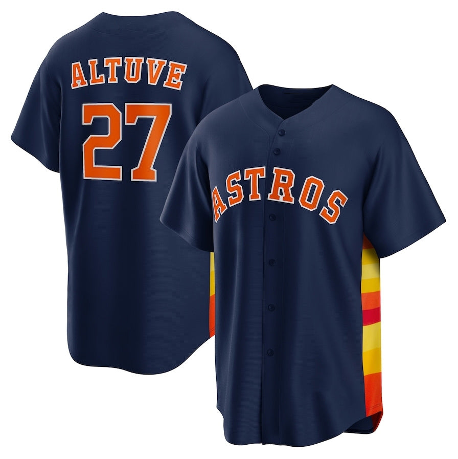 Custom #27 Navy HOU Baseball Shirt Top