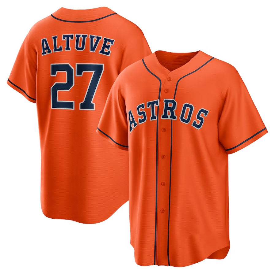 Custom #27 Orange HOU Baseball Shirt Top