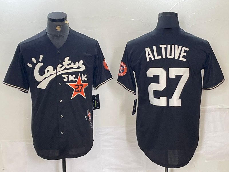 Custom #27 Black HOU Baseball Shirt Top