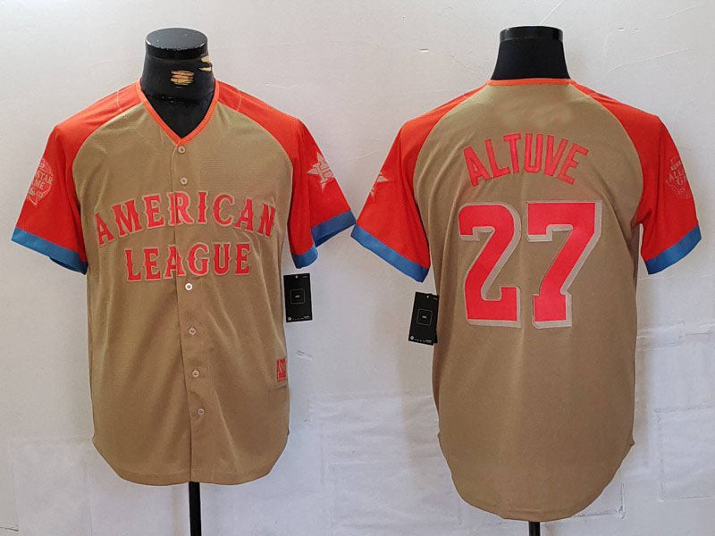 Custom #27 Cream 2024 All Star HOU Baseball Shirt Top