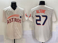 Custom #27 Cream Throwback HOU Baseball Shirt Top