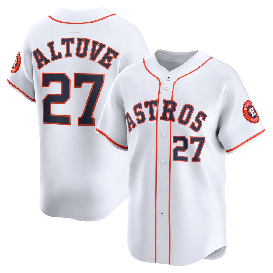 Custom #27 White HOU Baseball Shirt Top