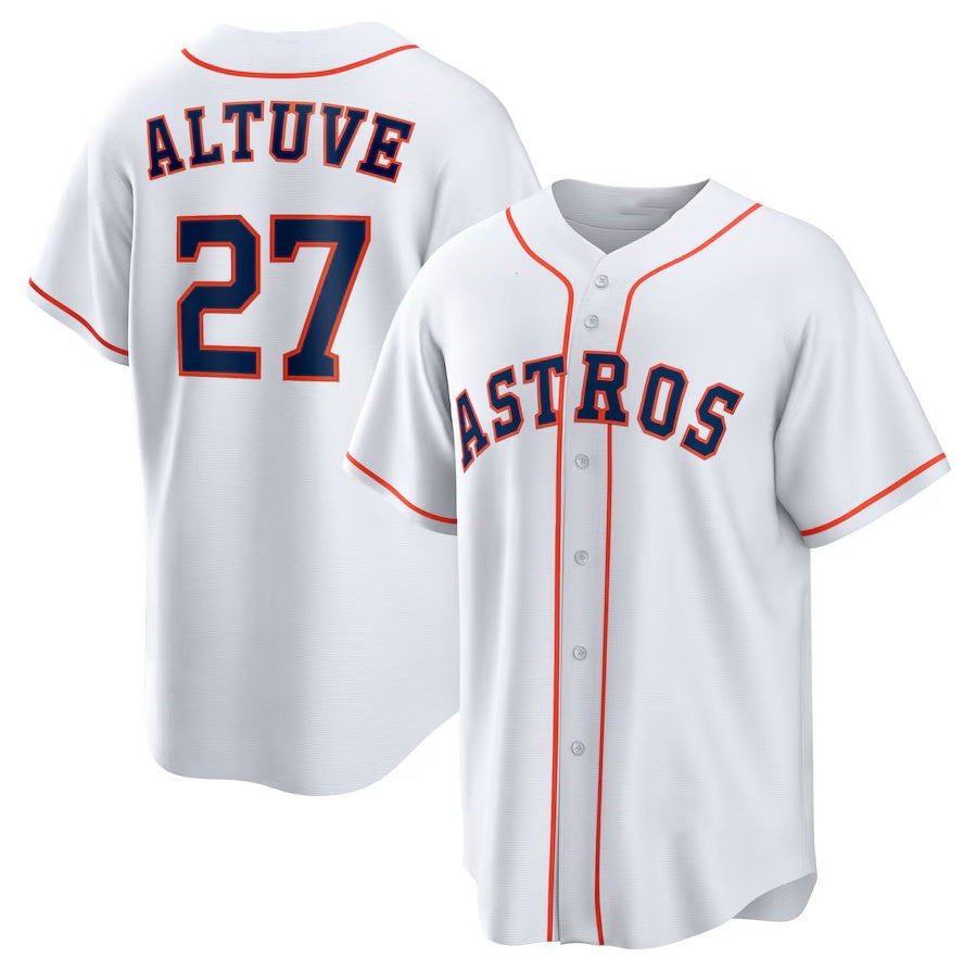 Custom #27 White HOU Baseball Shirt Top