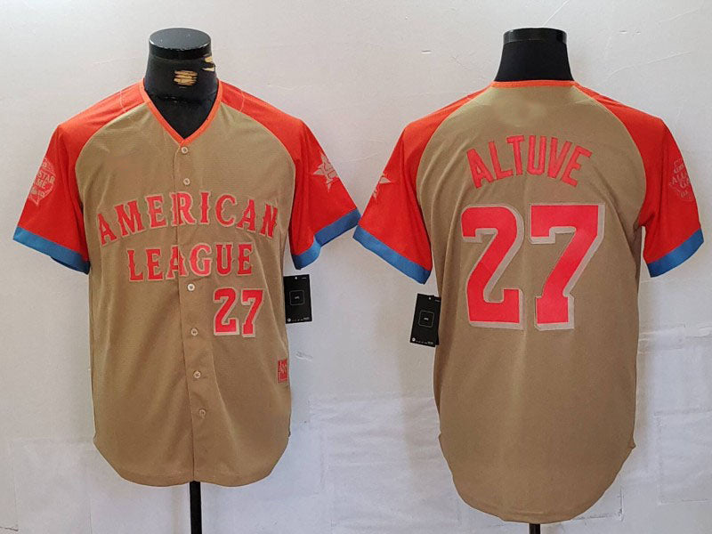 Custom #27 Cream 2024 All Star HOU Baseball Shirt Top