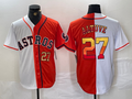Custom #27 White HOU Baseball Shirt Top